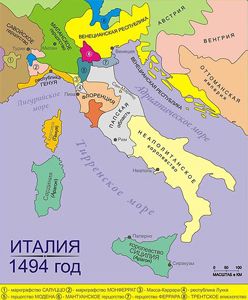 Карта Италии – 1494 год