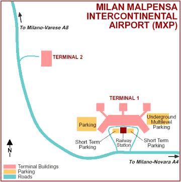 Схема аэропорта Мальпенса (Malpensa)