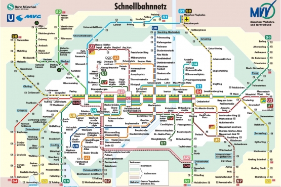 Схема тарифных зон общественного транспорта Мюнхена