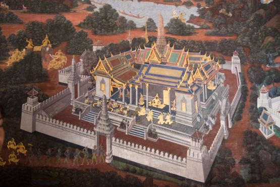 Тайланд фото – Большой королевский дворец Бангкока на старой фреске