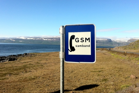 Информационное табло о связи в Исландии